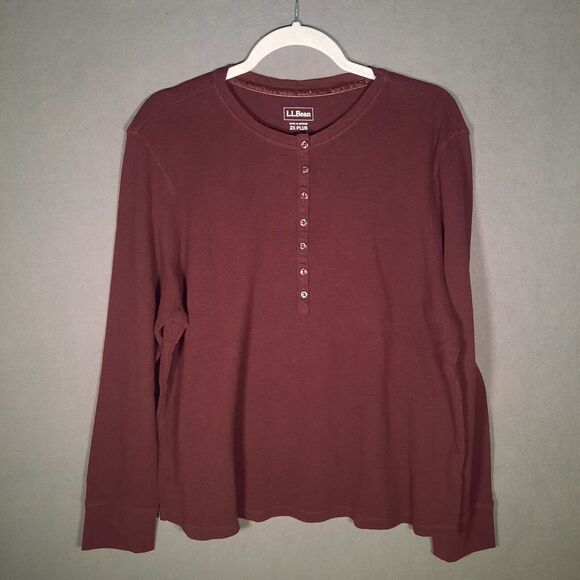 ll bean red crewneck Long Sleeve Base Layer Womens Size 2x Winter Outdoor Hike - Picture 1 of 6